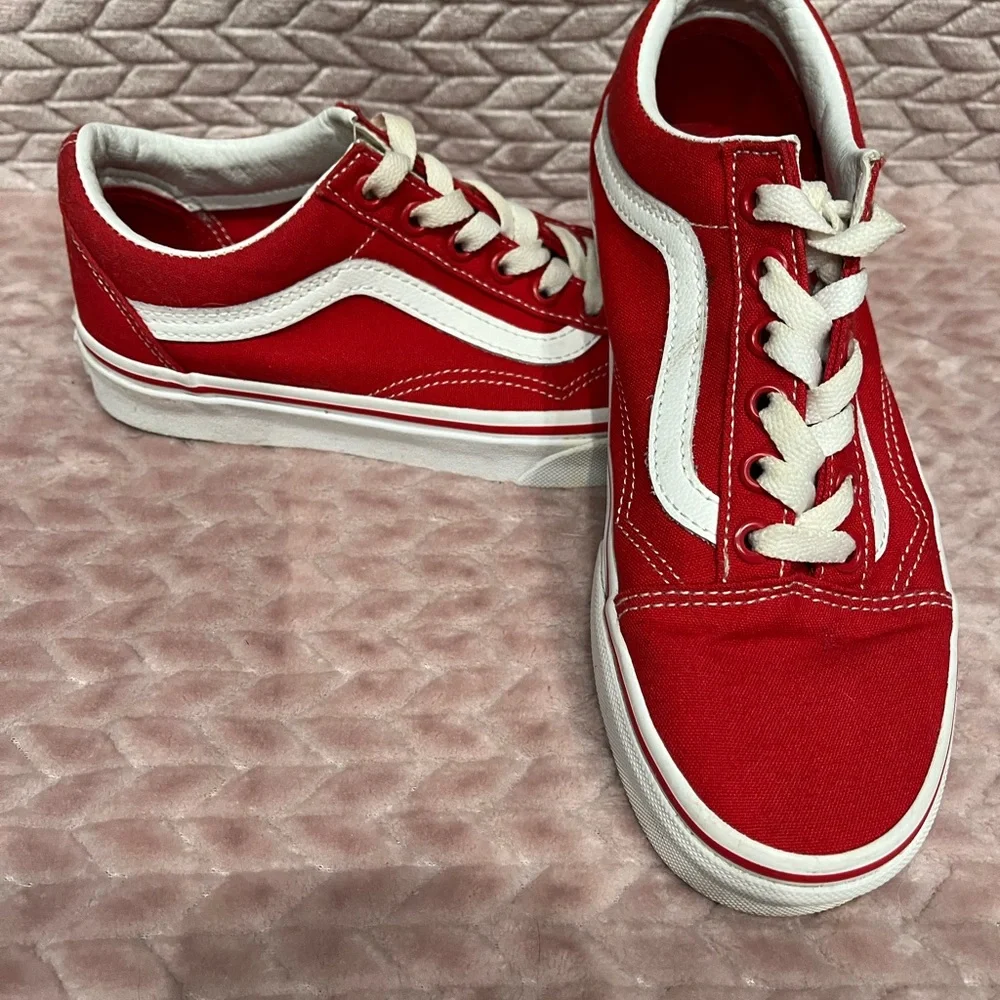 Vans Red & White Old Skool Low-Top Sneakers